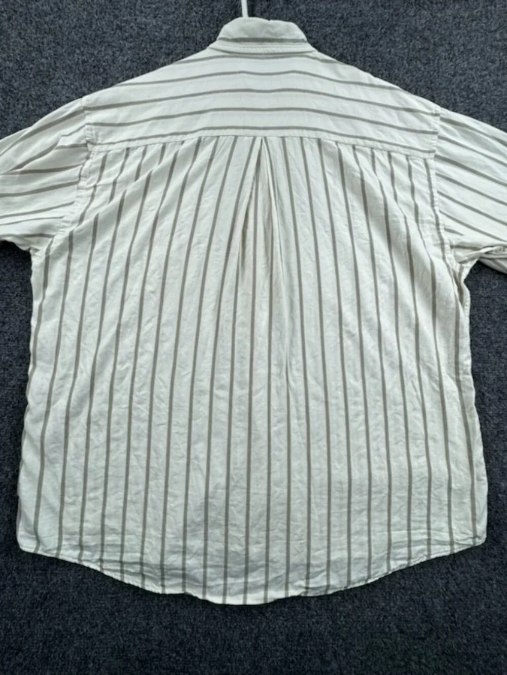 VTG Valentino Uomo Button-Down Large Striped White Gray Cotton Rayon Pocket Mens
